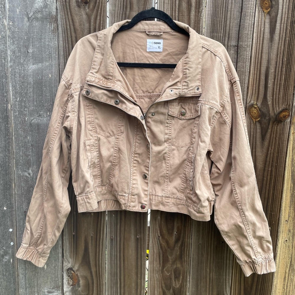 Ci Sono Tan Utility Jacket Lightweight Cotton Blend